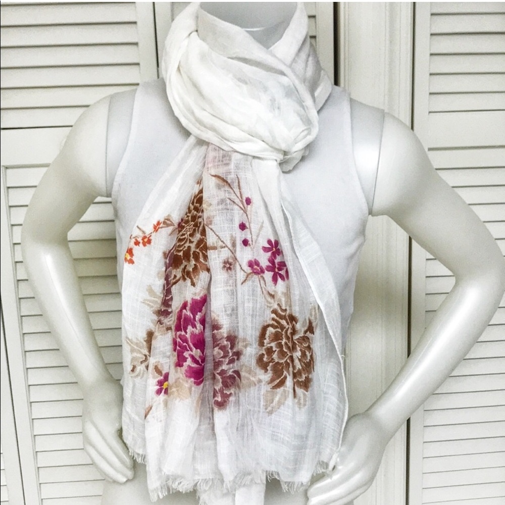 Merona White/floral wrap scarf